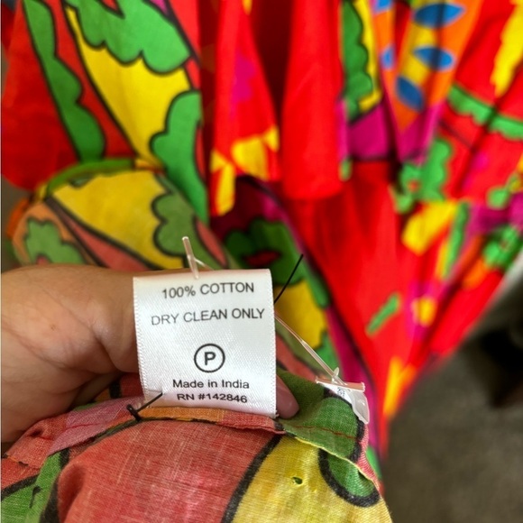 New RHODE Red Floral Print Tiered Midi Dress *FLAW* zipper needs replacing - Picture 11 of 13